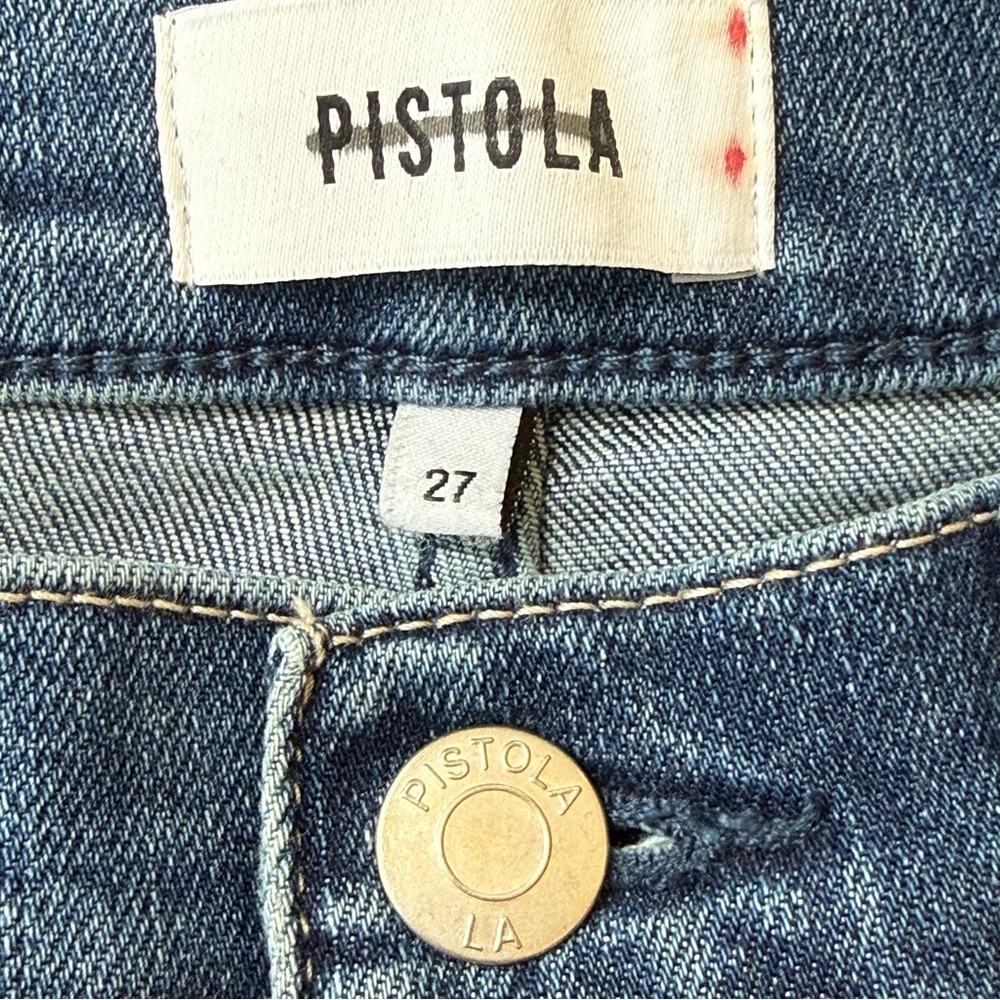 Pistola Izzy Mid Rise Wide Leg Jeans Raw Hem Size 27 Study Wash - Picture 5 of 13